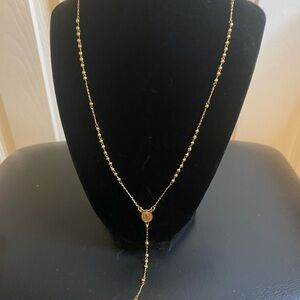 Elegant Gold Stainless Steel Rosary Beaded Necklace